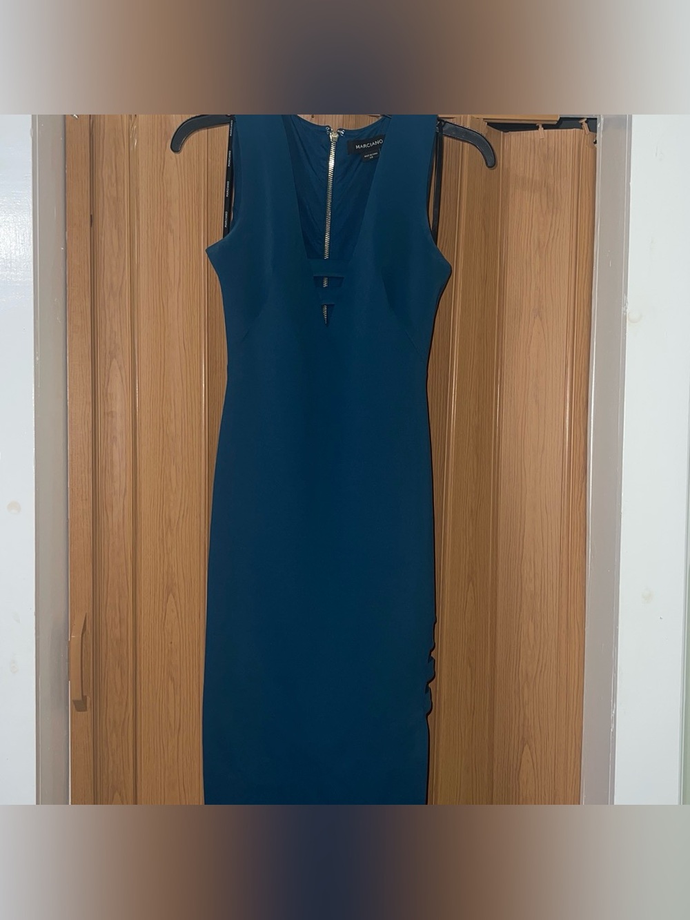 Marciano Teal Cutout Midi Sheath Dress